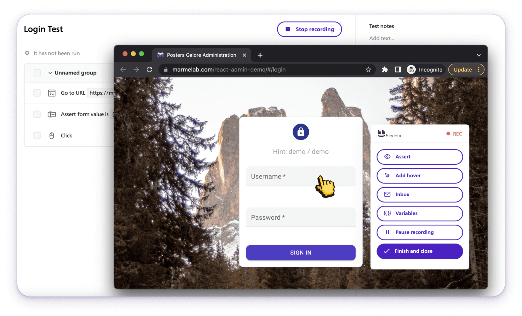 BugBug Test recorder