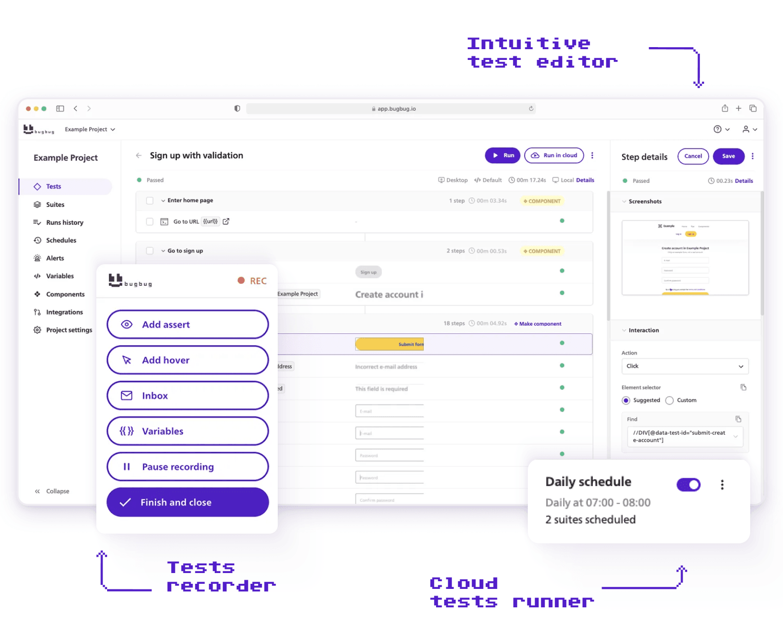 BugBug Low-code test automation tool